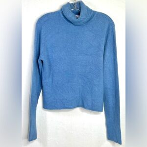 Blue Turtleneck Blend of Nylon, Angora & Wool Super Soft Womens Sweater XL #92